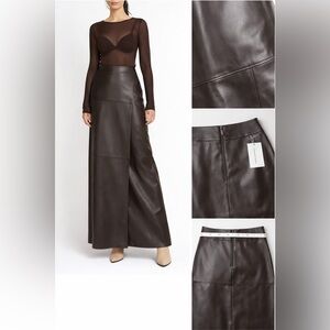Alexandra Vegan Leather Wrap Maxi Skirt — Espresso (NWT)